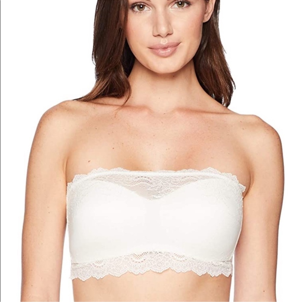 SPANX 2 Pack Strapless Lace Bandeau Bras Black Nude Womens Size S Padded